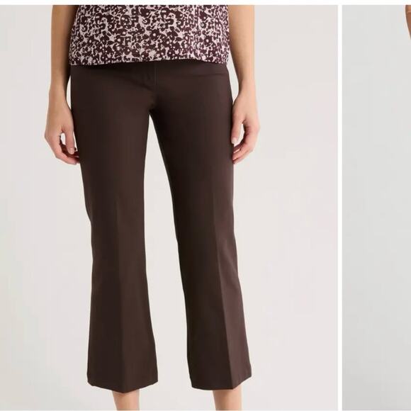 Lafayette 148 New York Manhattan wide leg Brown size 12 Cropped Ankle Pants - Picture 9 of 9